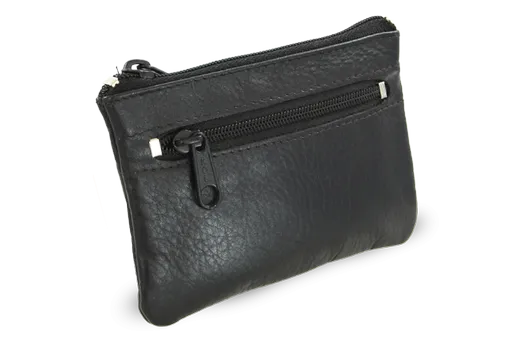 Čierna kožená dvojzipsová kľúčenka 619-0370-60