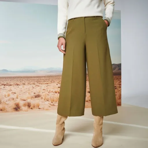 Široké 7/8 nohavice s vysokým pásom