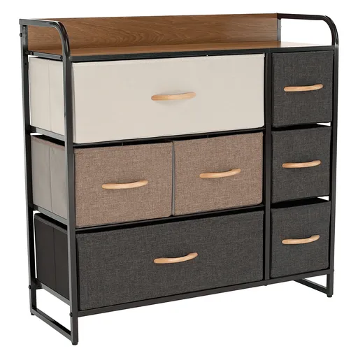 Komoda s látkovými zásuvkami HAZEL TYPE 3, hnedá, XL