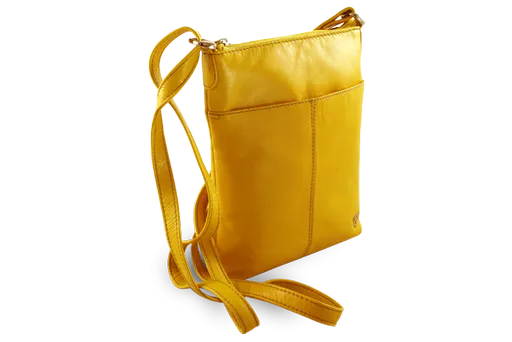 Žltá kožená zipsová kabelka 212-3013-86