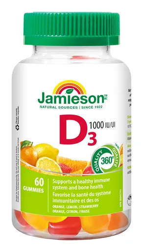 Jamieson Vitamín D3 1000 IU na imunitu 60 želatínové pastilky
