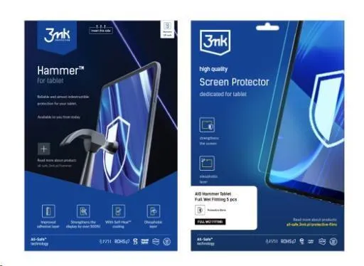 3mk All-Safe - AIO fólia Pure Matt Pro Full Wet Fitting Tablet, 5 ks
