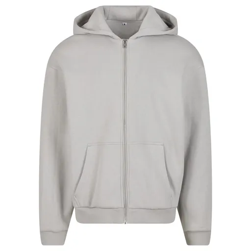 Build Your Brand Hebká pánska mikina na zips Fluffy - Svetlá asfaltová | 2XL