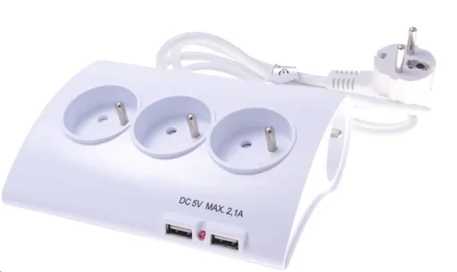 PREMIUMCORD Predlžovací prívod 230V 1, 5m 5zásuvok + vypínač + 2x USB 2A
