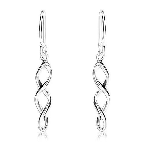 Náušnice zo striebra 925, dve lesklé stočené línie na afroháčiku