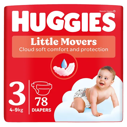 HUGGIES Detské plienky Little Movers 3 veľkosť 4-9 kg 78 kusov