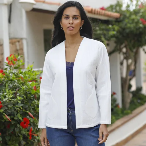 Jednofarebná prešívaná bunda s dlhými rukávmi