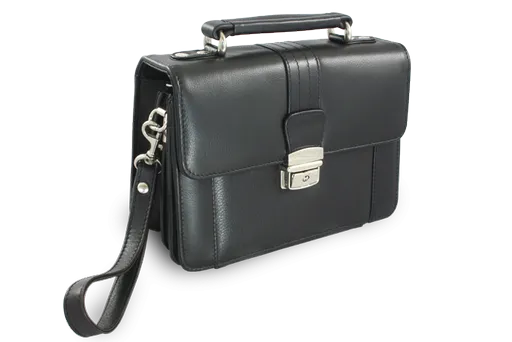 Čierna pánska kožená etue so sklápacím registrom a držadlom 611-2415-60