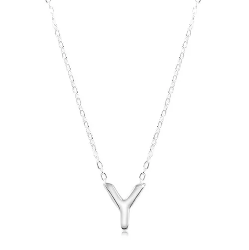 Náhrdelník zo striebra 925, veľké tlačené písmeno Y, lesklá retiazka