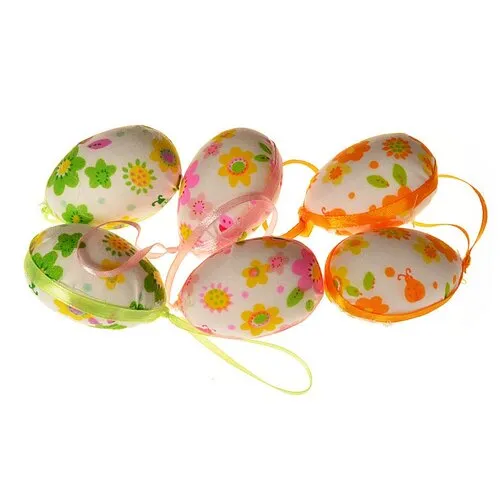 Súprava veľkonočných vajíčok vzor kvet v. 6 cm, 6 ks v balení