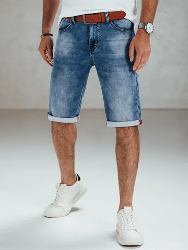 Pánske modré rifľové kraťasy Dstreet s opaskom SX2558