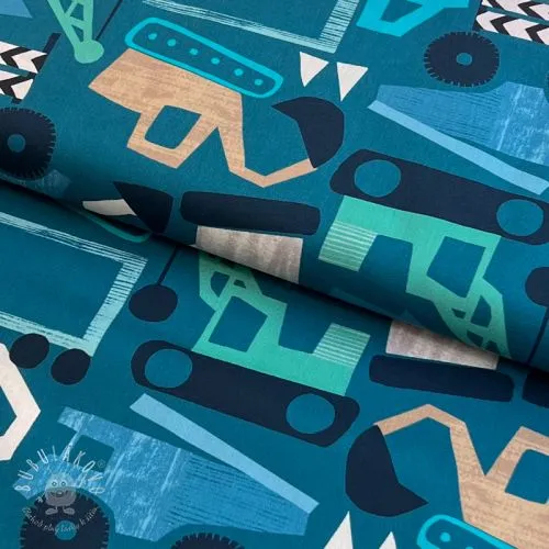 Bavlnená látka Vehicles petrol digital print