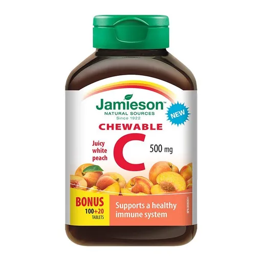 Jamieson Vitamín C 500 mg broskyňa 120 cmúľacích tabliet