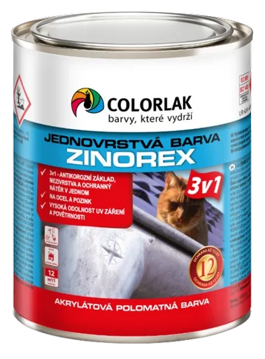 COLORLAK ZINOREX S2211 - Akrylátová farba na oceľ a pozink RAL 1023 - dopravná žltá 0,6 L