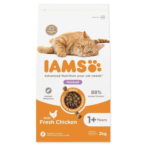 IAMS Cat Adult/Senior Hairball Chicken granule pre mačky 1 kus, Hmotnosť balenia (g): 10 kg