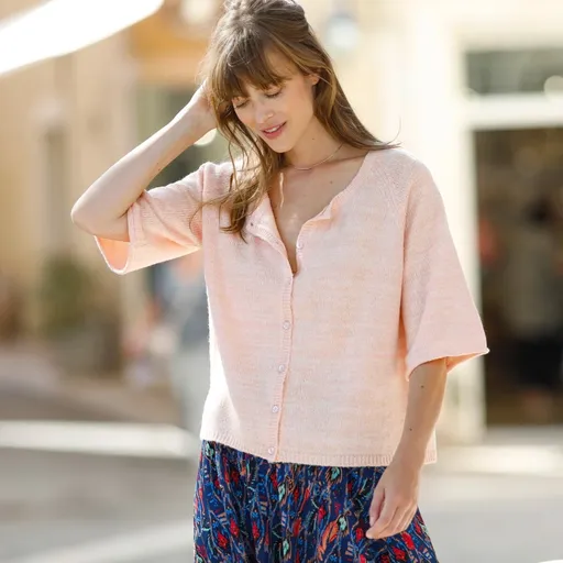 Sveter s rukávmi po lakte, mohérový na dotyk