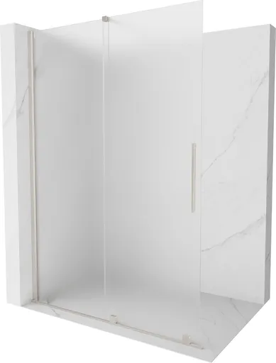 MEXEN/S - Velar Sprchová zástena posuvná Walk-in 140 x 200, dekor 8 mm, nikel kefovaná 871-140-000-33-97