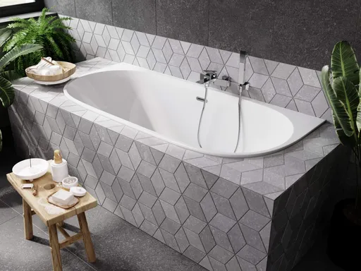 BESCO - Asymetrická vaňa VICA SLIM+ biela, sifón so štrbinovým prepadom - Farba sifónu - Čierna, Nožičky k vani - Bez nožičiek, Rozmer vane - 170 × 80 cm VANVIC170SLIMB