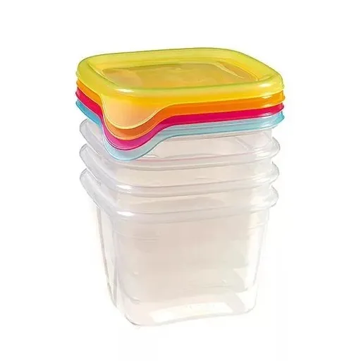 CURVER Sada dóz na potraviny FRESH & GO 4x0,45L | transparentná / farebná