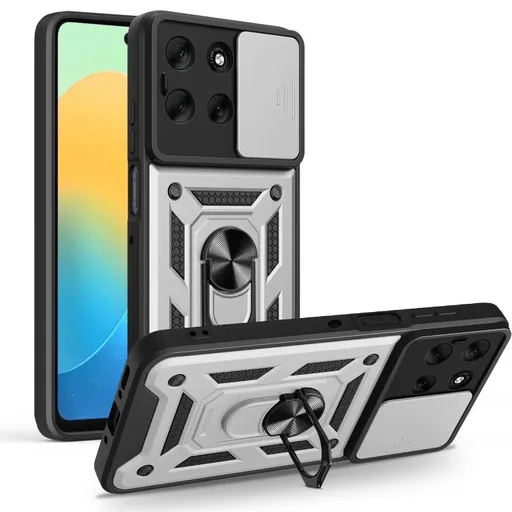 RING CAMERA Kryt s držiakom pre Motorola Moto G56 5G strieborný