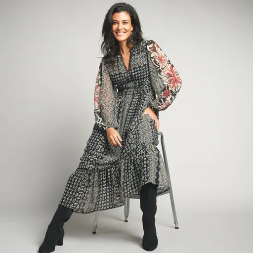 Šifónové dlhé šaty s potlačou