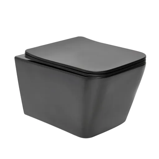 Wc závesné SAT Infinitio s doskou softclose, v čiernej farbe mat, so zadným odpadom SATINF012SREXPBKM