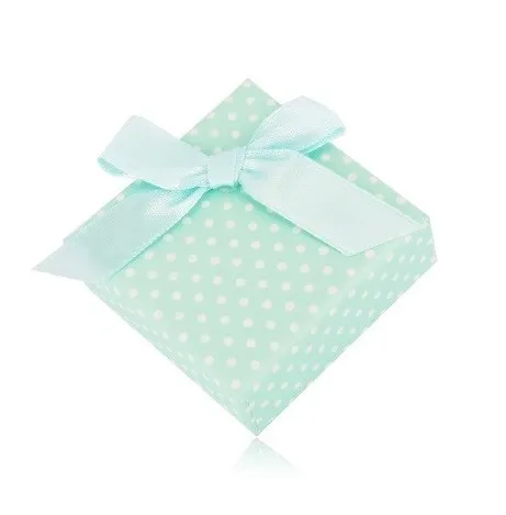 Bodkovaná krabička na náušnice alebo dva prstene - mätovo zelený odtieň, mašľa