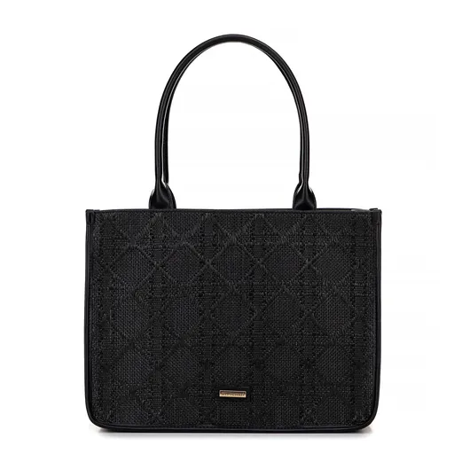 Dámska shopperka s pleteným vzhľadom čierna