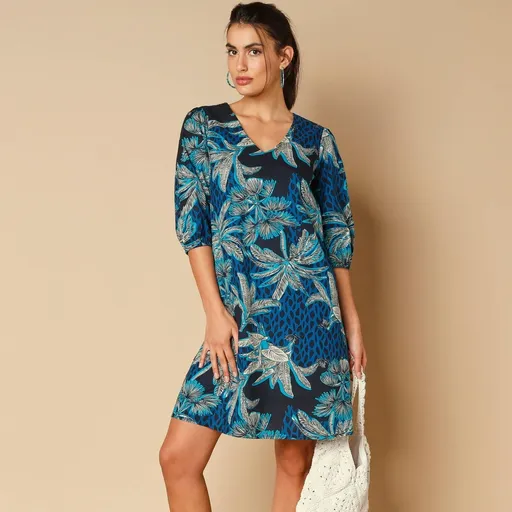 Rovné šaty z bio bavlny s potlačou