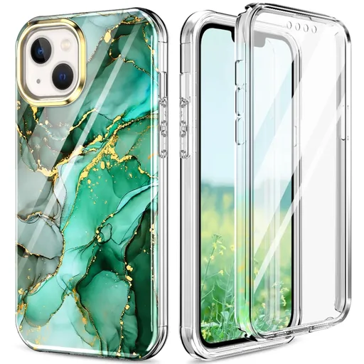 DUAL MARBLE Odolný kryt Apple iPhone 14 Plus GREEN MARBLE