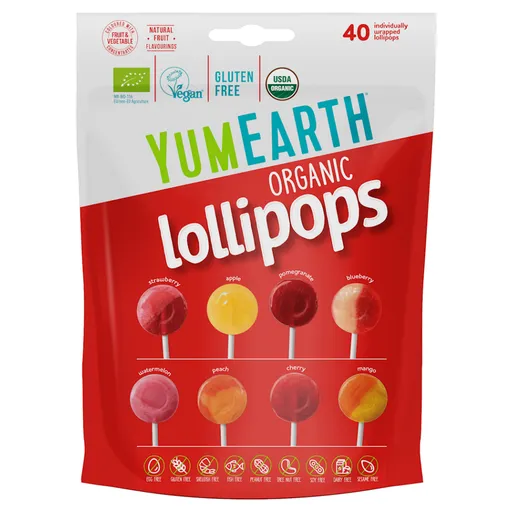 YUMEARTH Ovocné lízanky mix 8 príchutí BIO 40 kusov