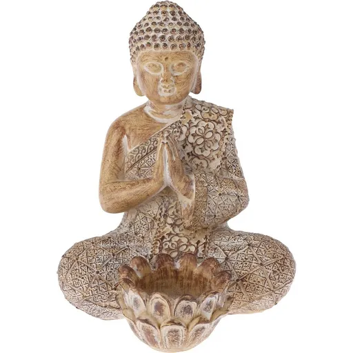 Záhradná dekorácia Budha na čajovú sviečku, 14 x 19 x 13 cm, piesková