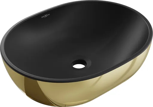 MEXEN - Viki umývadlo na dosku 48 x 35, čierna mat/zlatá 21054876