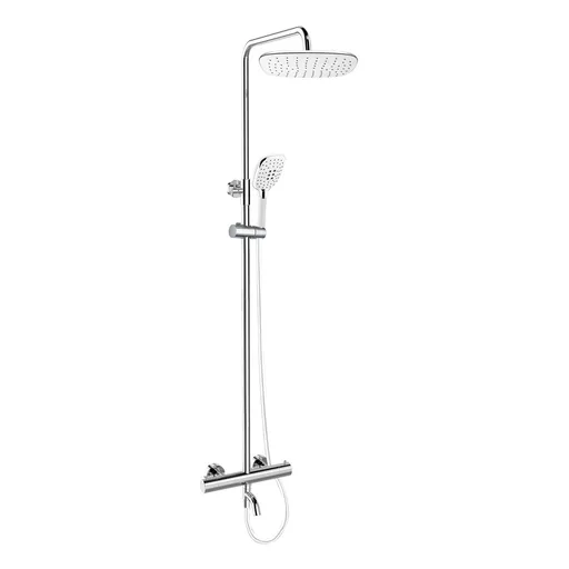 Mereo Termostatická vaňová batéria hlavovou hranatou sprchou, biela CB60101TSJ