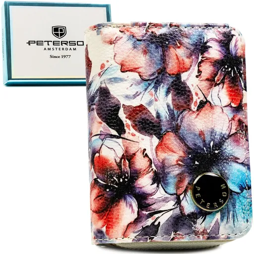 Dámska kvetovaná peňaženka s RFID ochranou, zapínaním na patent a zips - Peterson