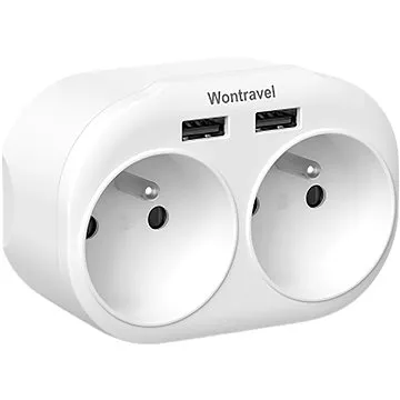 Wontravel rozdvojka 2× + 2 USB 16 A/4000 W (WW09-E2-2U)