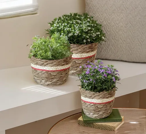 Weltbild Obal na květináč z mořské trávy, sada 3 ks