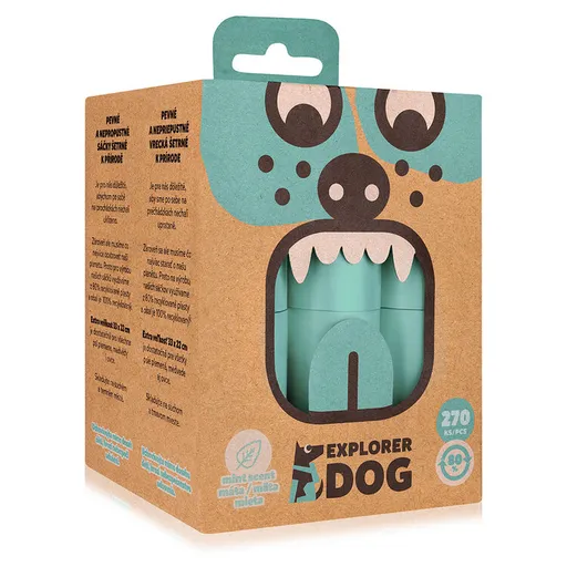 EXPLORER DOG Vrecká recyklované na psie exkrementy s vôňou mäty 270 ks