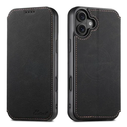 SUTENI RETRO Zaklápacie puzdro s MagSafe pre Apple iPhone 17 čierne