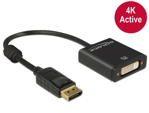 Delock adaptér Displayport 1.2 samec > DVI samica 4K aktívny čierny