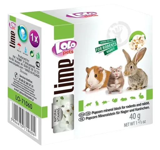 LOLOPETS minerálny kameň pre hlodavce - popcorn 40g