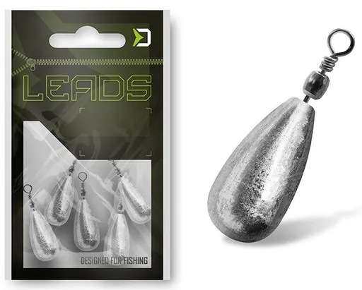Delphin záťaž leads hruška s obratlíkom - 15 g 5 ks