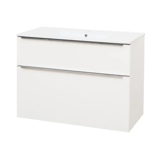 Mereo Mailo, kúpeľňová skrinka s keramickým umývadlom 101 cm, biela, chróm madlo CN512