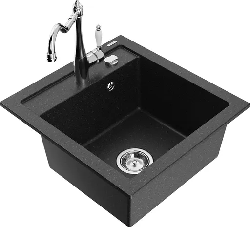 MEXEN/S MEXEN/S - Vito granitový drez 1-miska vrátane batérie Carla, čierna/strieborná metalík 6503-73-670700-00