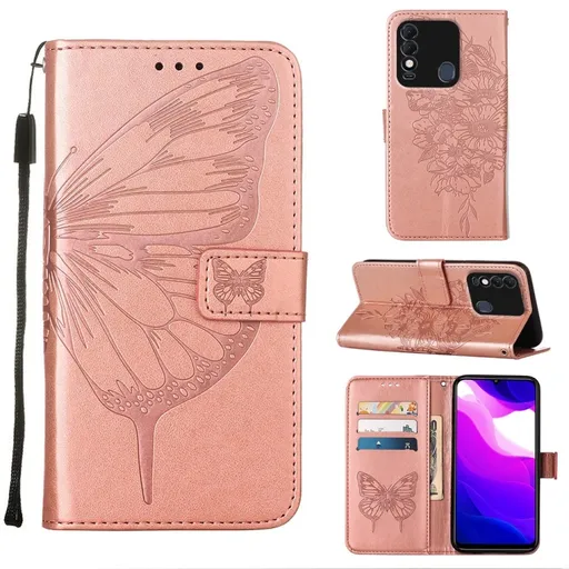 ART Peňaženkový kryt Tecno Spark 8 BUTTERFLY ružový