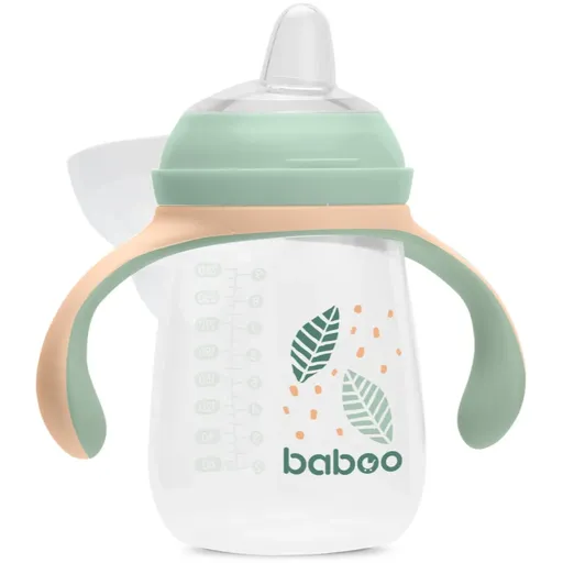 Baboo Cup with Silicone Spout hrnček s držadlami Peachy Keen 6m+ 260 ml