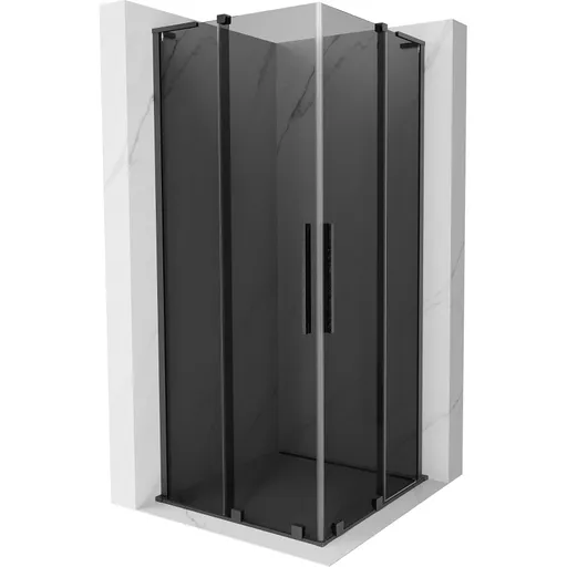 MEXEN/S - Velar L Duo sprchovací kút, posuvné dvere 90 x 90, grafit, gun gray kartáčovanáana 871-090-090-02-43-66