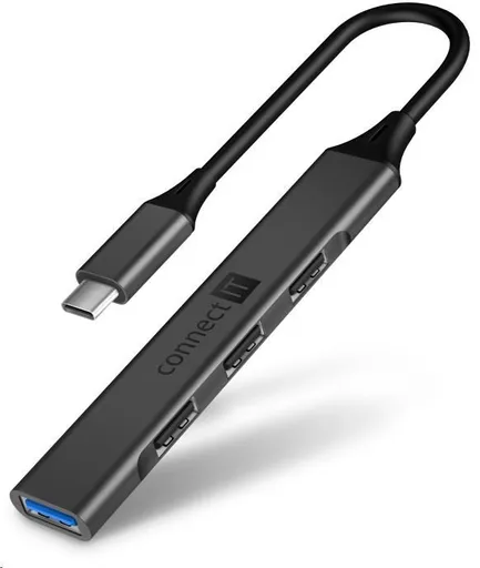 CONNECT IT USB-C hub, (1xUSB-A 3.0, 3xUSB-A 2.0), externý, antracitová