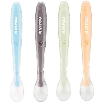Nattou lyžičky silikónové s mäkkým koncom 4 ks (5414673877770)