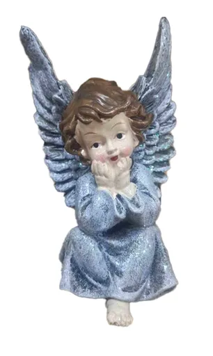 MAKRO - Anjel modrý dekorácia, 8x16cm